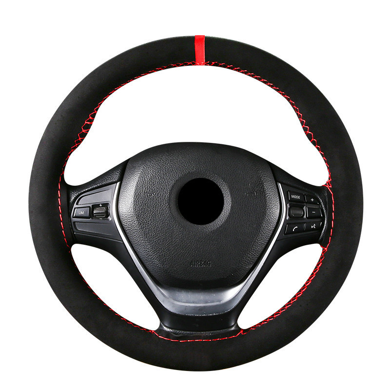 Wheel Cover NonSlip Wearable and Trendy Back to the Front Standard Suede Leather Matte Leather Car Steering Wheel Cover