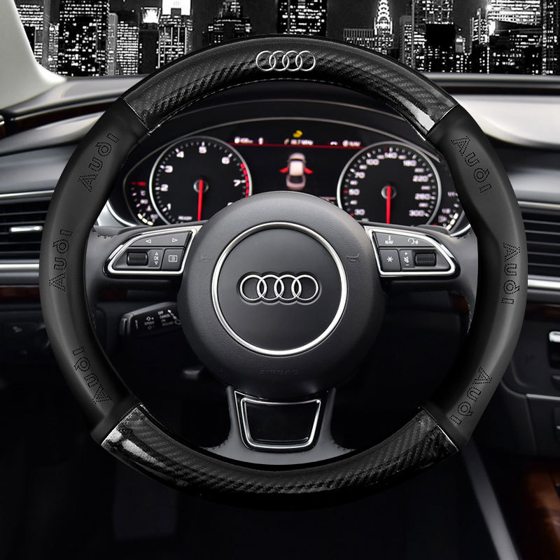 For Audi Steering Wheel Cover Suede Leather A4L A6L A3 Q3 Q5 Q7 A5 A7 Modified Carbon Fiber