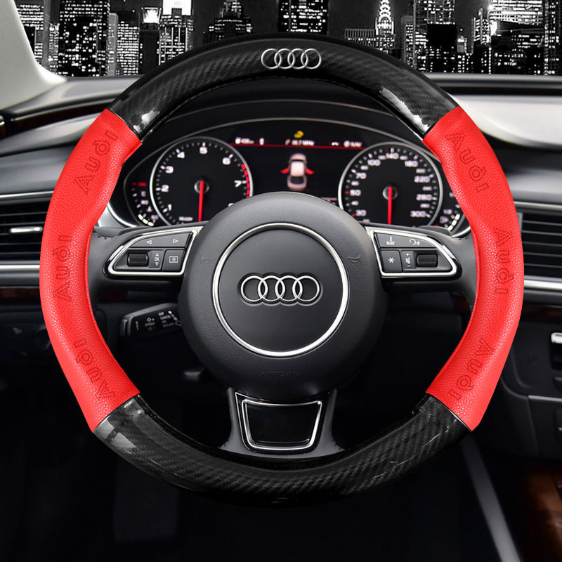 For Audi Steering Wheel Cover Suede Leather A4L A6L A3 Q3 Q5 Q7 A5 A7 Modified Carbon Fiber