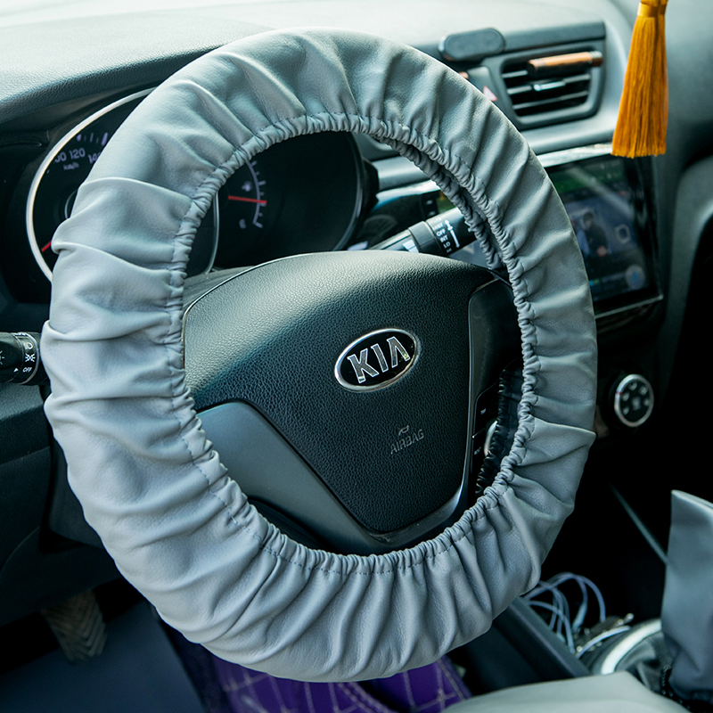 Washed Leather Steering Wheel Cover Seat Cover Repeated Use Three-Piece Car Supplies Steering Wheel Cover for Auto Repair