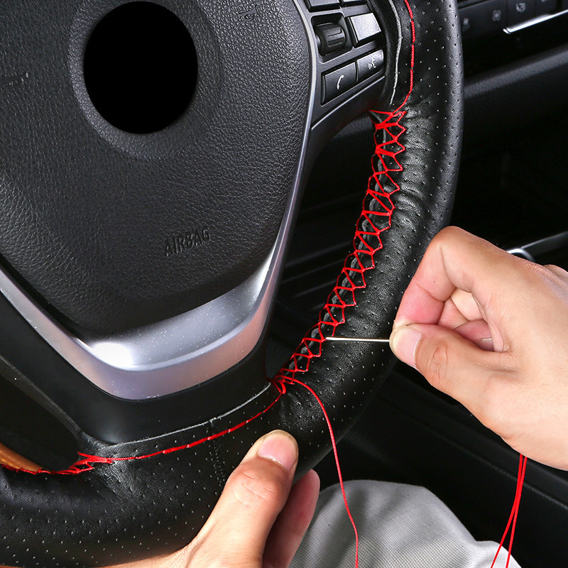 Leather Car Steering Wheel Cover Four Seasons Universal HandSewn Handle Cover NonSlip WearResistant New Leather Cover