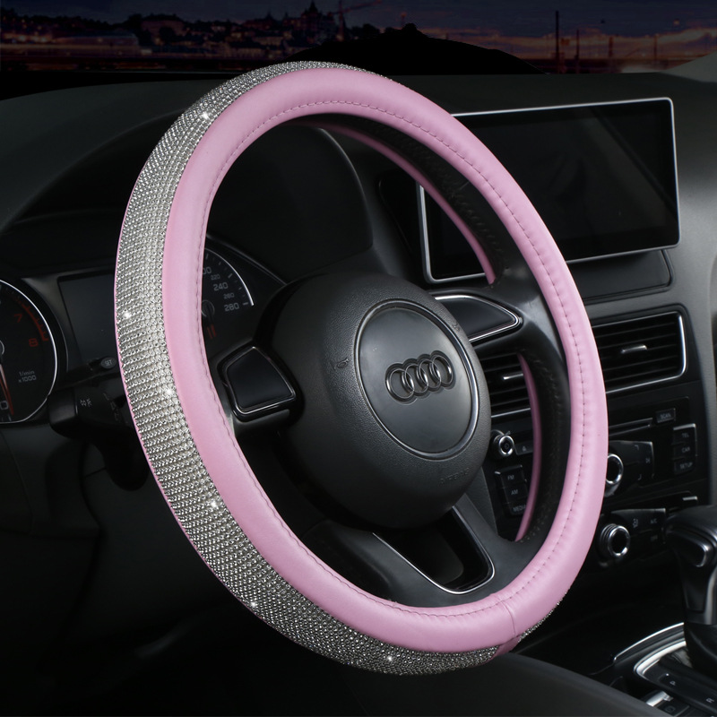 Steering Wheel Cover Four Seasons Rhinestone Car Steering Wheel Cover NonSlip AntiSweat Four Seasons Universal Flash