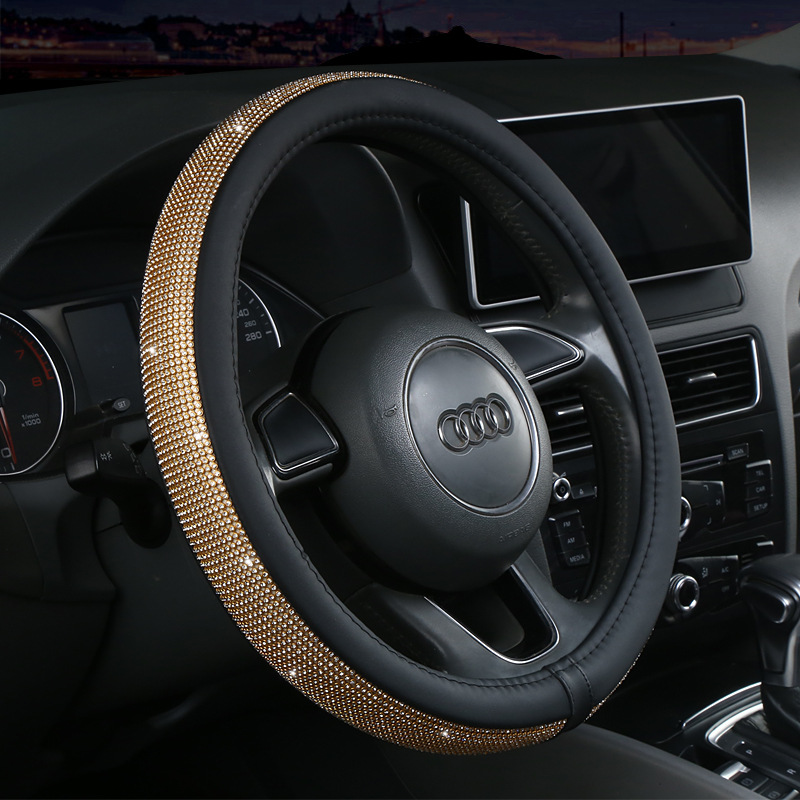 Steering Wheel Cover Four Seasons Rhinestone Car Steering Wheel Cover NonSlip AntiSweat Four Seasons Universal Flash
