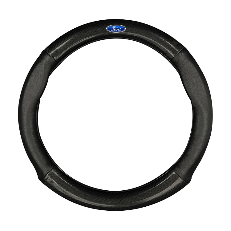 Suitable for Ford Steering Wheel Cover Genuine Leather New Mondeo Fox Bojia Year Huafresi Handle Cover Carbon Fiber
