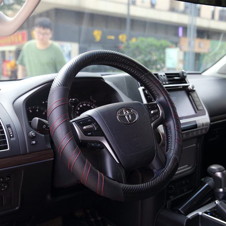 New Car Steering Wheel Cover Pu Carbon Fiber Handle Cover Wholesale Steering Wheel Cover round D-Type Customizable Four Seasons Universal