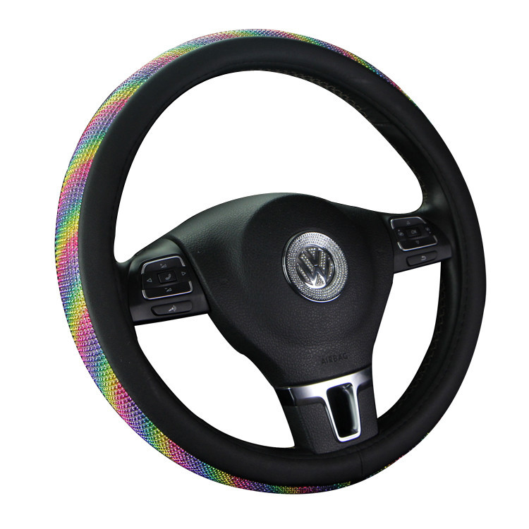 Steering Wheel Cover Leopard Print with Diamond Handle Cover New Colorful Steering Wheel Cover Four Seasons Universal