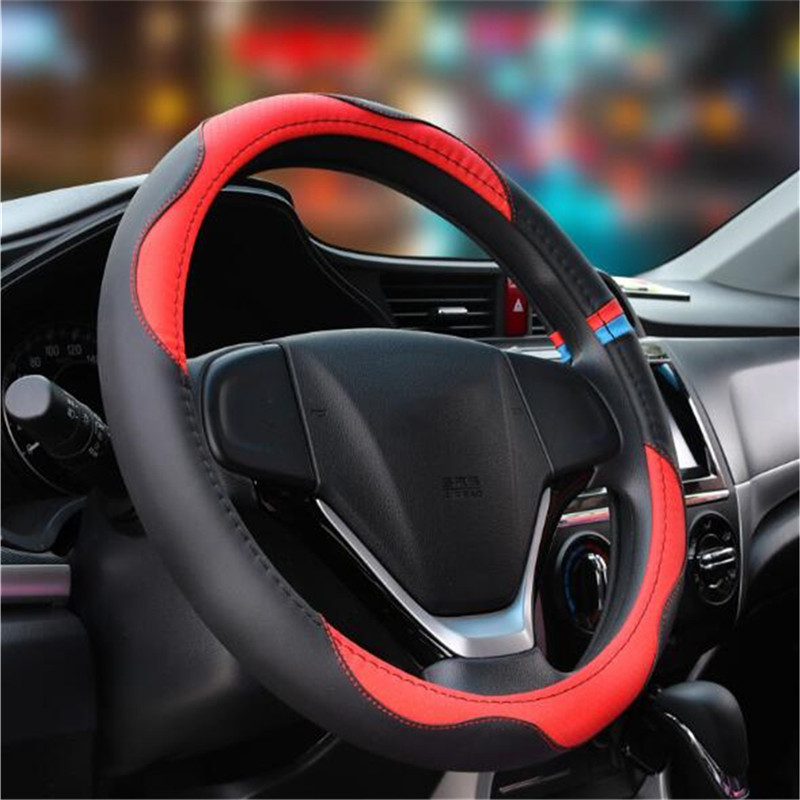 ZH0120 leather four seasons universal pinhole leather handle cover 38 gm steering wheel cover
