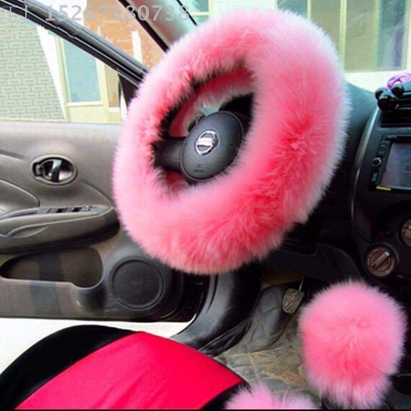 Steering wheel cover long wool steering wheel sleeve storage set of car trim