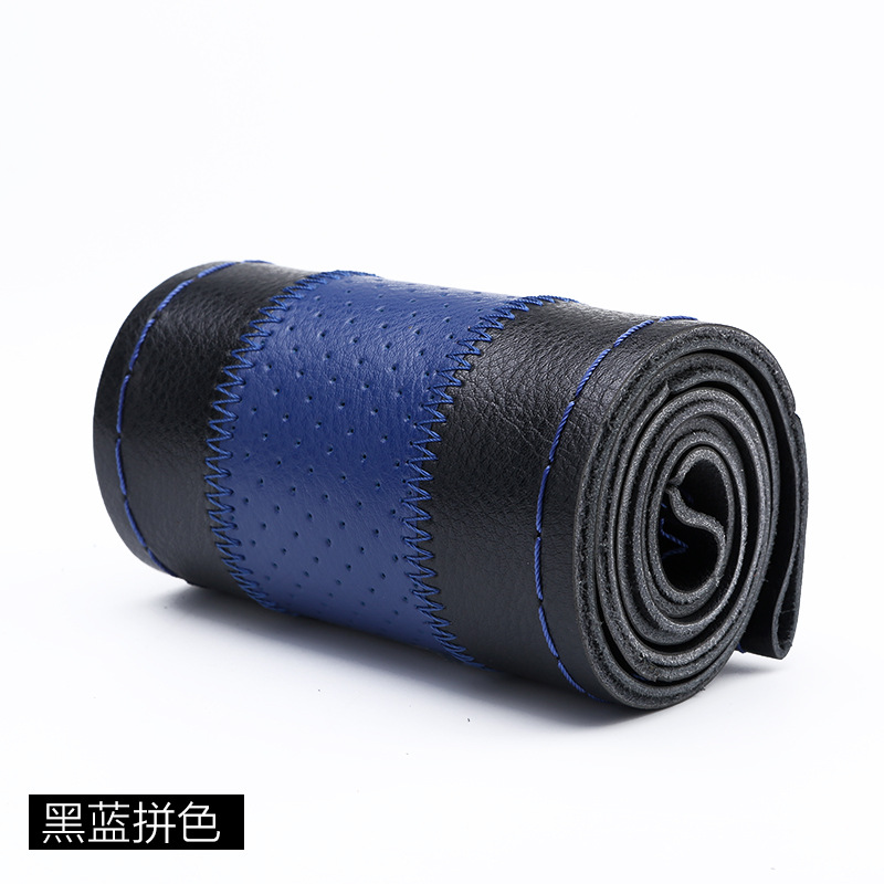 Steering Wheel Cover Four Seasons Universal Cowhide Car Steering Wheel Cover NonSlip WearResistant Color Matching Punch