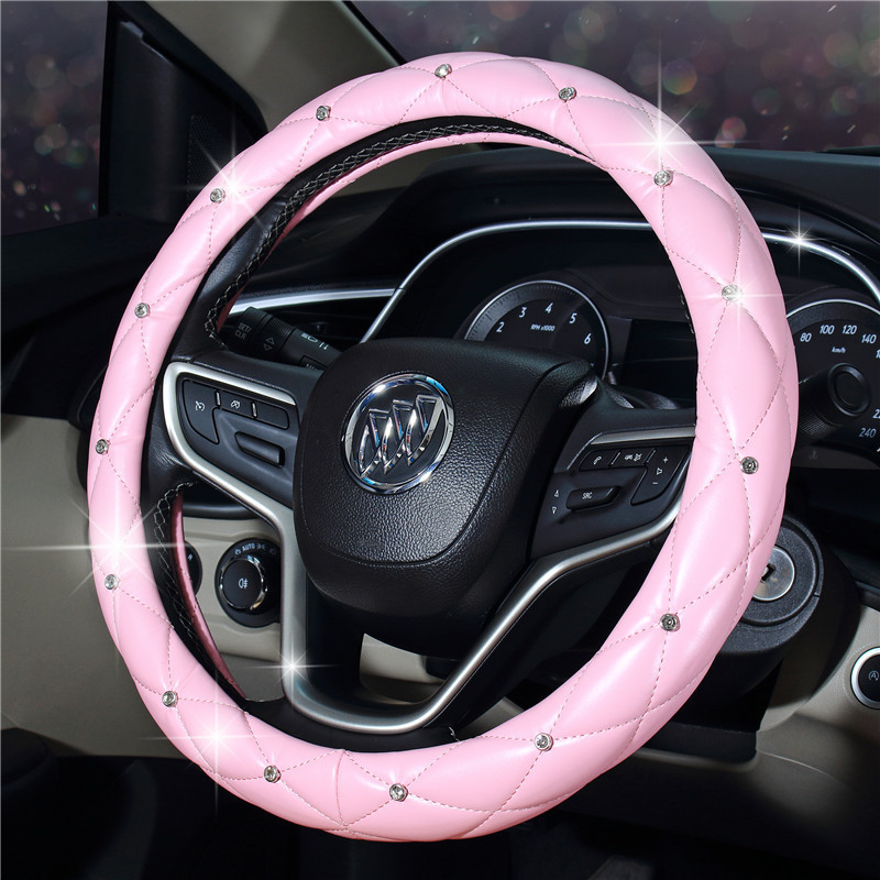 Steering Wheel Cover Women&#039;s Car Cover Car Decoration Four Seasons Universal DiamondEmbedded Handle Cover CrossBorder