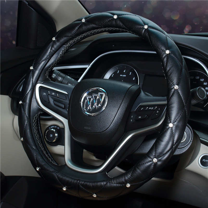 Steering Wheel Cover Women&#039;s Car Cover Car Decoration Four Seasons Universal DiamondEmbedded Handle Cover CrossBorder