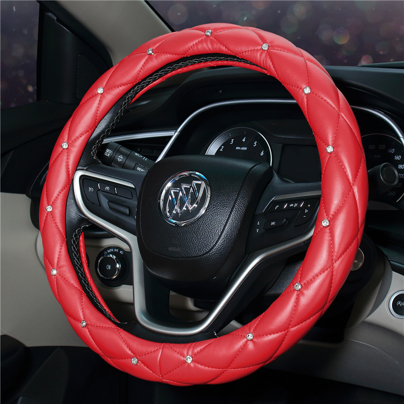 Steering Wheel Cover Women&#039;s Car Cover Car Decoration Four Seasons Universal DiamondEmbedded Handle Cover CrossBorder