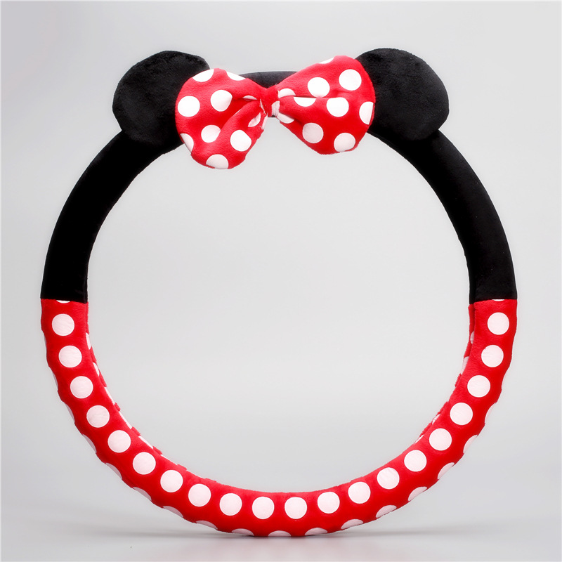 Car Cartoon Steering Wheel Cover Creative Cute Car Handle Gloves Winter Plush Steering Wheel Cover Anti-Freezing Warm