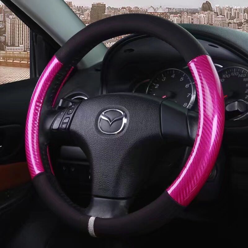 Steering Wheel Cover for Vehicle Carbon Fiber Stitching Steering Wheel Cover