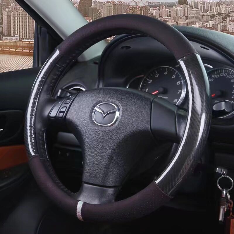 Steering Wheel Cover for Vehicle Carbon Fiber Stitching Steering Wheel Cover