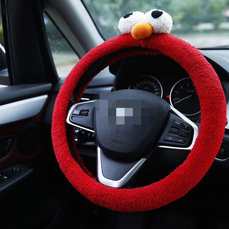 2018 Winter New Car Steering Wheel Cover Female Plush Cartoon Big Eyes Steering Wheel Cover Korean Cute Handle Cover
