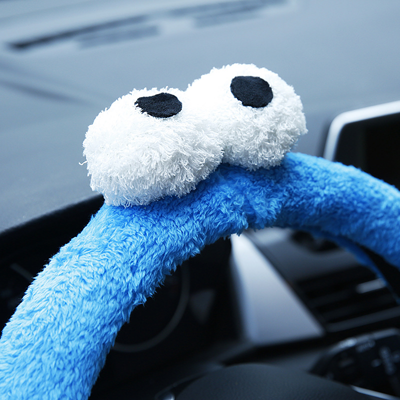 2018 Winter New Car Steering Wheel Cover Female Plush Cartoon Big Eyes Steering Wheel Cover Korean Cute Handle Cover