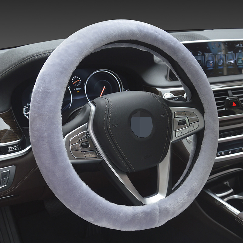 Winter New Cashmere Steering Wheel Cover Car Short Velvet with Inner Ring Handle Cover Winter Warm for Both Male and Female