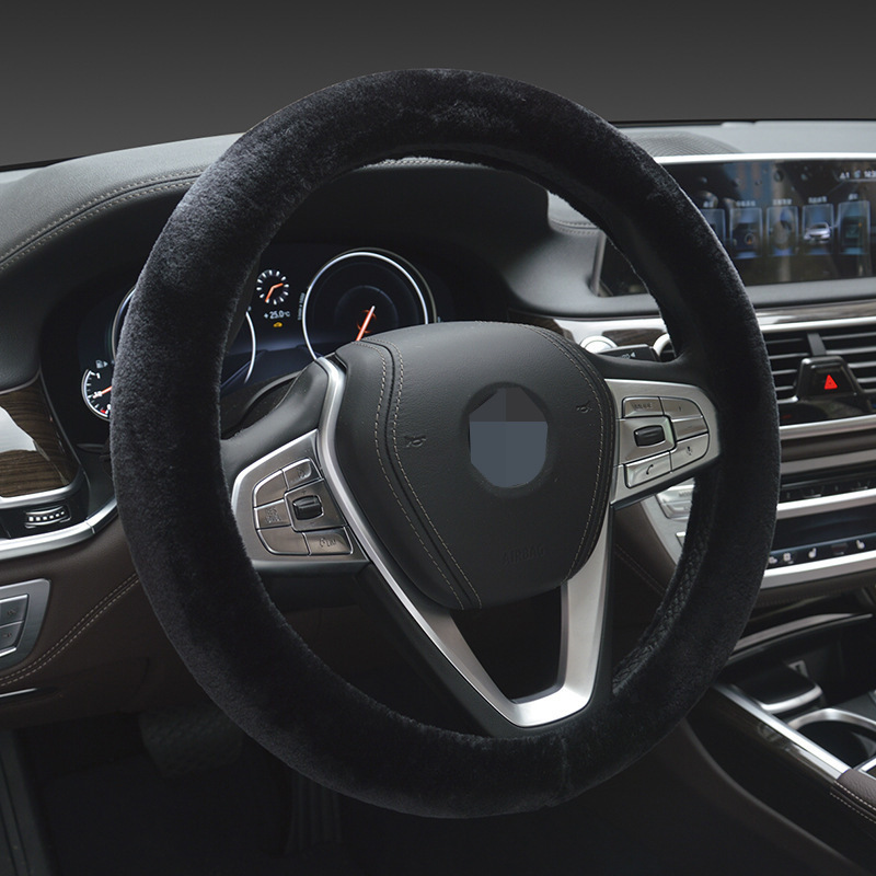 Winter New Cashmere Steering Wheel Cover Car Short Velvet with Inner Ring Handle Cover Winter Warm for Both Male and Female