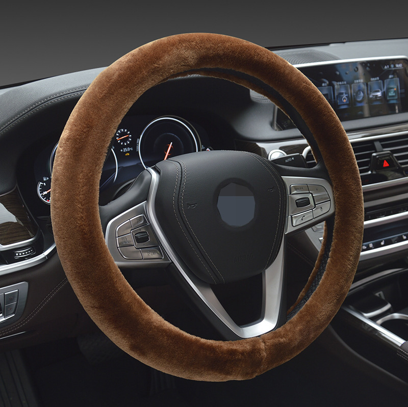 Winter New Cashmere Steering Wheel Cover Car Short Velvet with Inner Ring Handle Cover Winter Warm for Both Male and Female