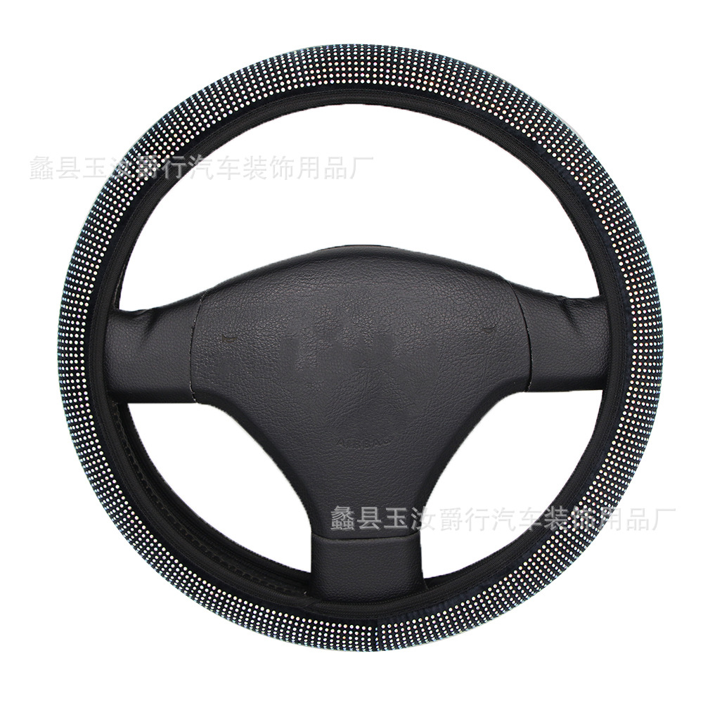 Car Elastic Rhinestone Steering Wheel Cover Female Steering Wheel Cover Diamond-Embedded Car Interior Four Seasons Thin Breathable