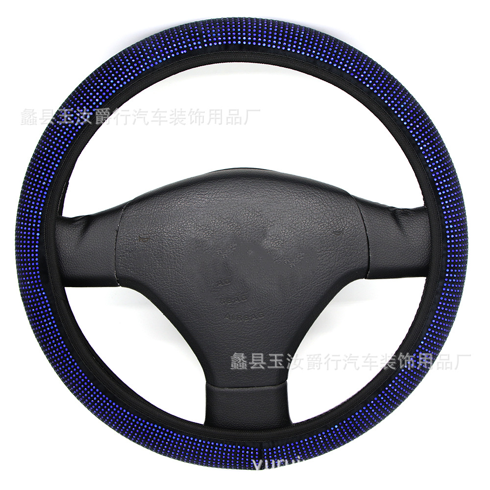 Car Elastic Rhinestone Steering Wheel Cover Female Steering Wheel Cover Diamond-Embedded Car Interior Four Seasons Thin Breathable