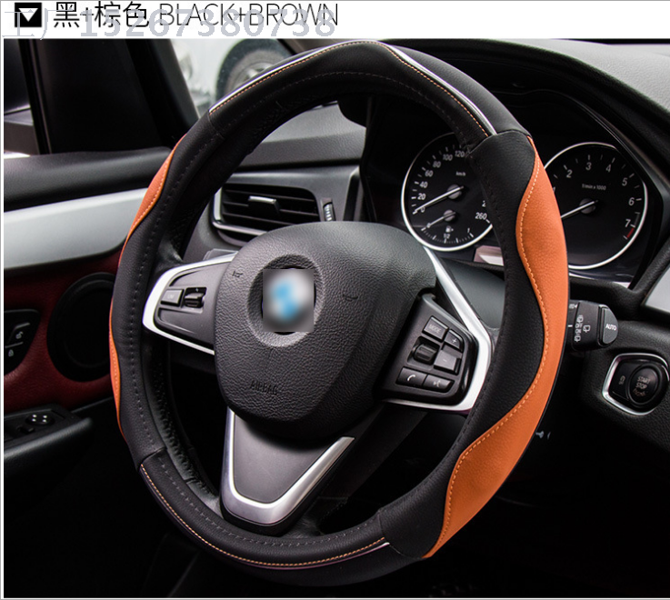 High quality PU leather with a set of 3D stitching steering wheel cover for general purpose vehicle supplies.