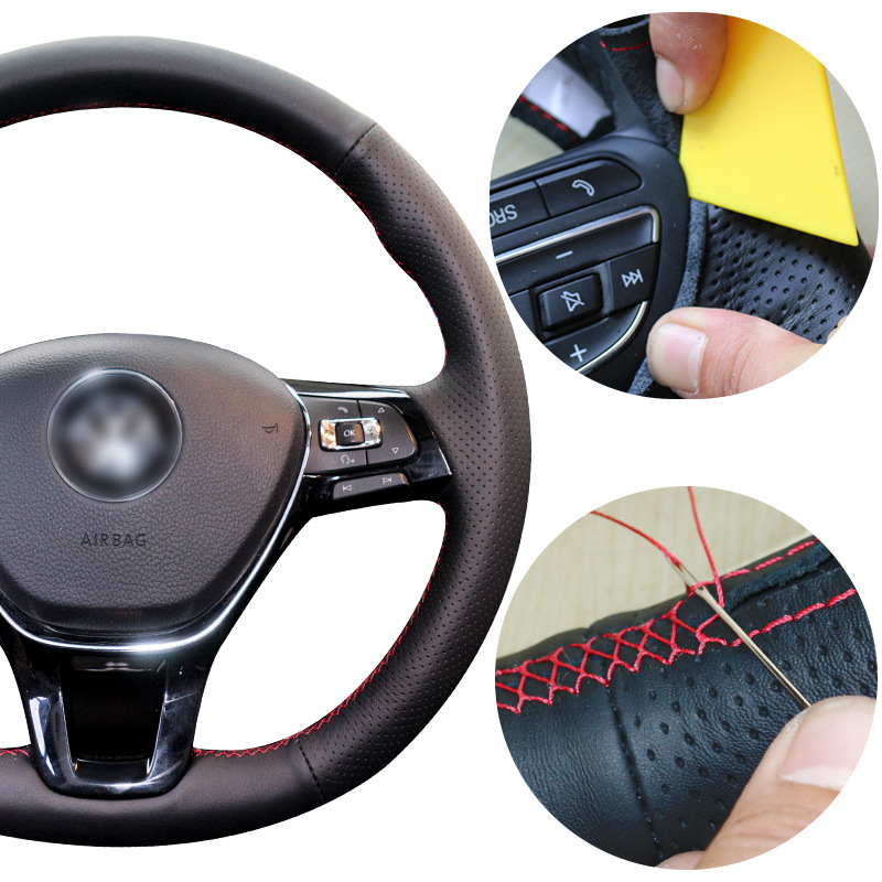Whole Car Special Leather Hand Sewing Steering Wheel Cover One Product Dropshipping Four Seasons Universal