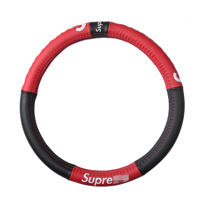 Fashion Brand Car Steering Wheel Cover Genuine Leather Steering Wheel Cover Hand Sewing Wheel Cover Four Seasons Universal Car Steering Wheel Cover Non-Slip Leather Cover