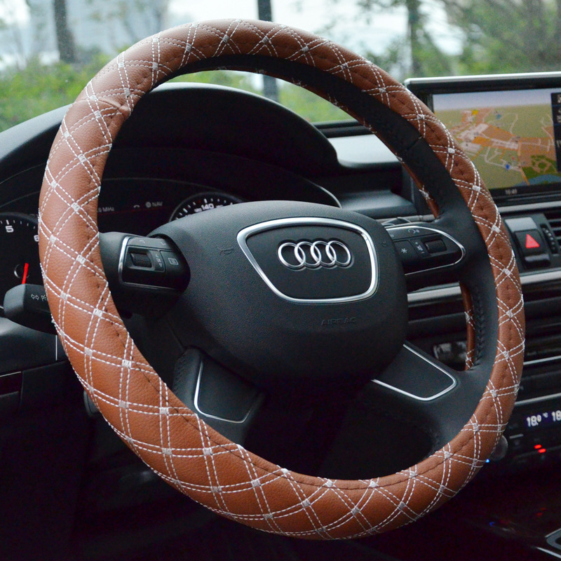 Steering wheel cover embroidered leather car sets wholesale buick cayenne Volkswagen ford four seasons 
