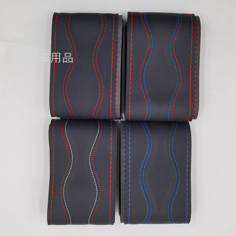  Cover Universal Hand Sewing Pu Handle Cover Hand Sewing Steering Wheel Cover Punch Colorful Thread Steering Wheel Cover