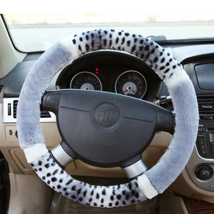 Car Wool cloth with soft nap Leopard grain Steering wheel covers