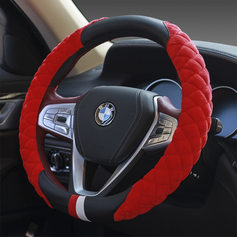 Factory direct selling winter plush steering wheel cover car steeringwheel hand sewn sets of automotive interiorproducts
