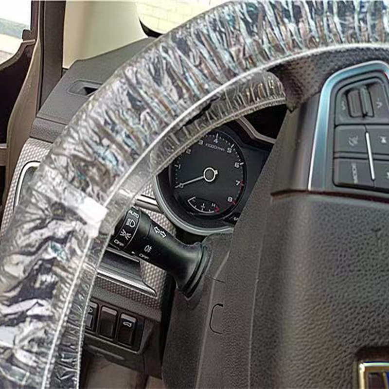 Disposable Steering Wheel Cover Plastic PE Seat Cover Car Supplies Protective Disposable Seat Cover Plastic Three-Piece Set