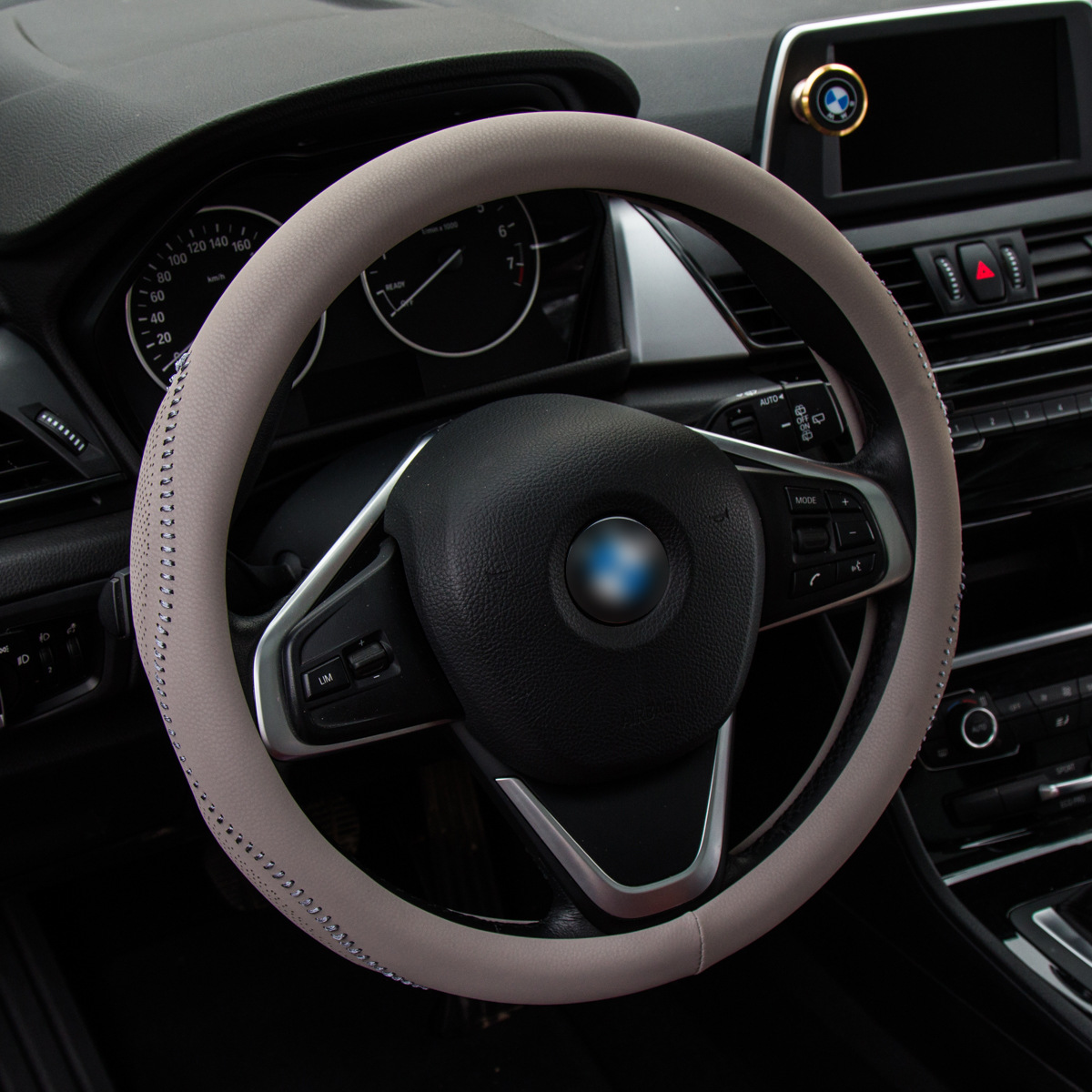 High Quality Small Sheepskin Pattern Handle Cover New 3D Drum Bag Open Line Steering Wheel Cover Non-Slip 38# Universal Car Supplies