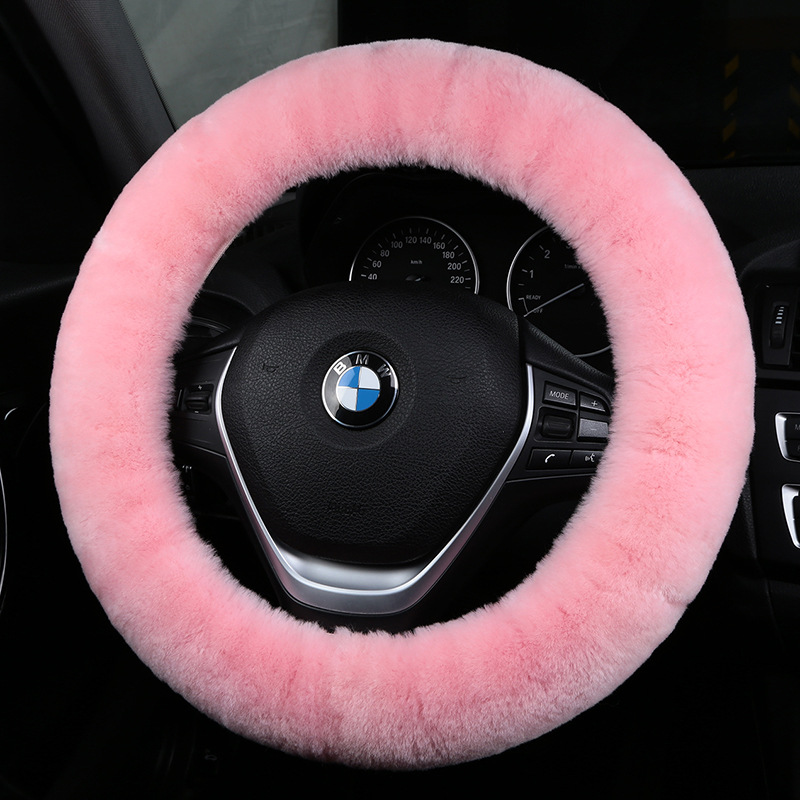 Winter wool steering wheel cover plush express car cover unisex short hair leather cover