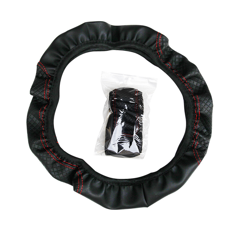 Car Steering Wheel Cover Fiber Leather Double round Inner Elastic Band Handle Cover AliExpress Amazon Cross-Border Trade