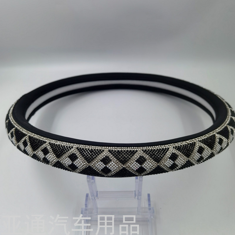 Car Supplies Steering Wheel Cover 4 Season Handle Cover Universal Beads Steering Wheel Cover Car Flower Wheel Cover