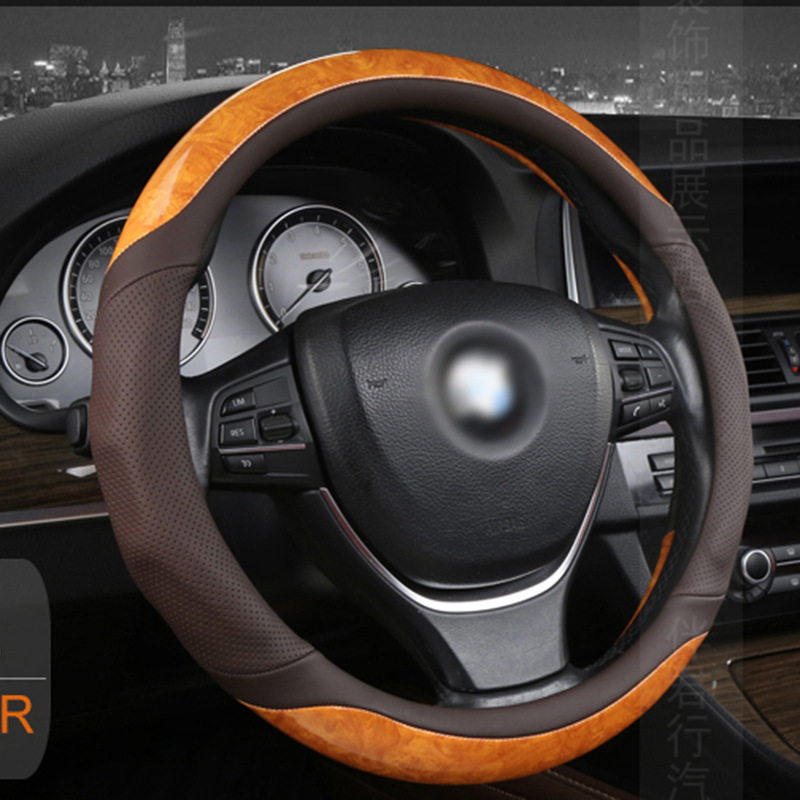 Car Steering Wheel Cover Four Seasons Universal New Peach Wood Grain Steering Wheel Cover Interior Decoration Supplies BMW Benz Applicable