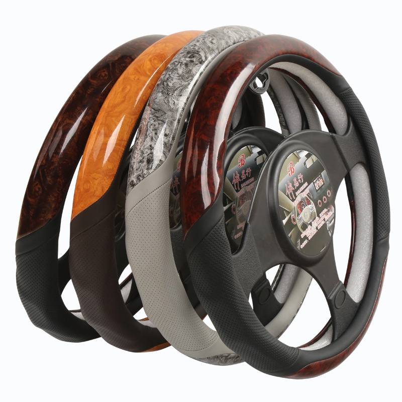 Car Steering Wheel Cover Four Seasons Universal New Peach Wood Grain Steering Wheel Cover Interior Decoration Supplies BMW Benz Applicable