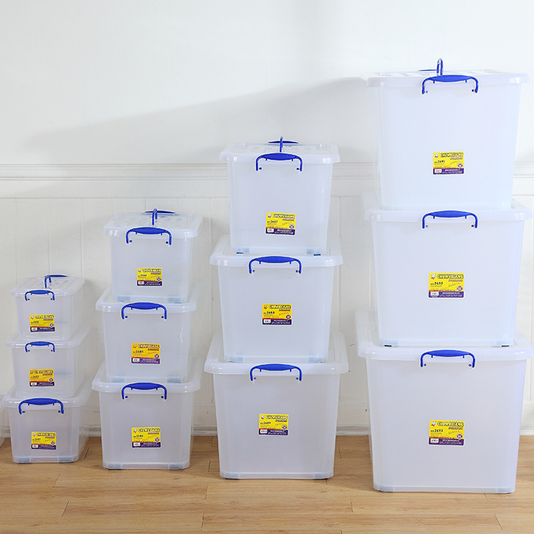 Storage Box Household Transparent Storage Box with Wheels Covered Large Plastic Toy Storage Box Clothes Organizer Box