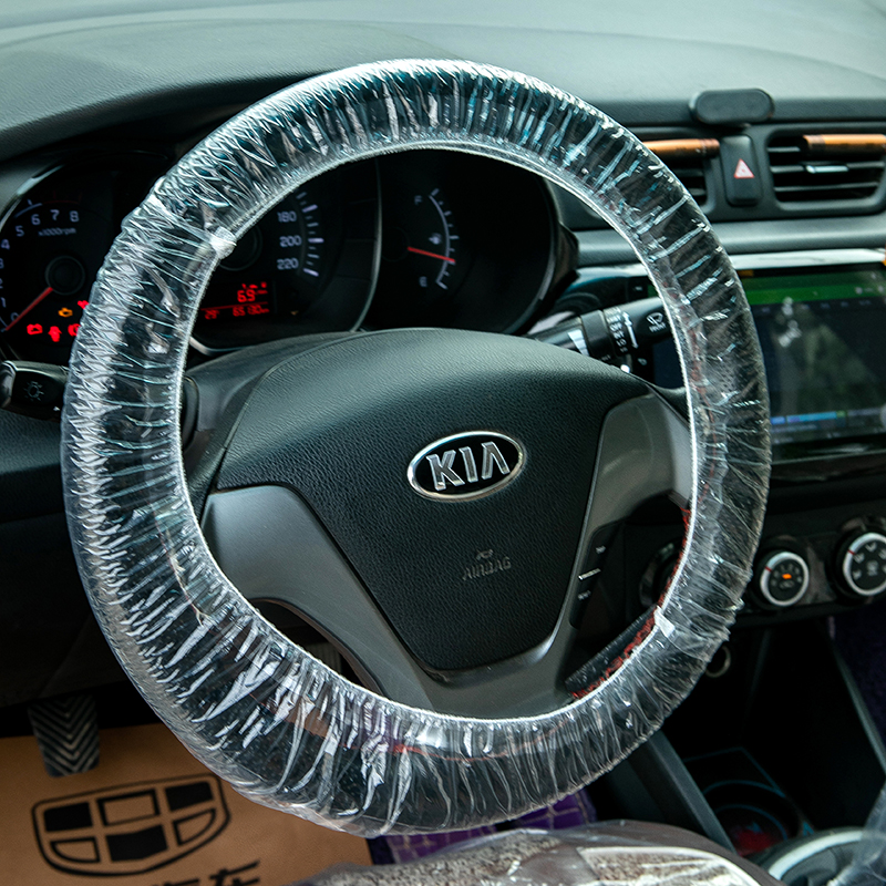 Disposable Steering Wheel Cover Plastic PE Seat Cover Car Supplies Protective Disposable Seat Cover Plastic Three-Piece Set