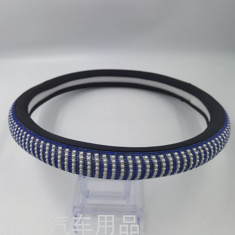 Car Supplies Steering Wheel Cover 4 Season Handle Cover Universal Beads Steering Wheel Cover Car Stitching Wheel Cover