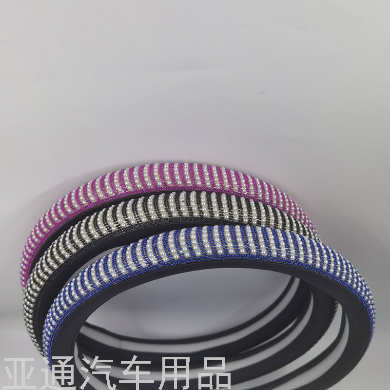 Car Supplies Steering Wheel Cover 4 Season Handle Cover Universal Beads Steering Wheel Cover Car Stitching Wheel Cover