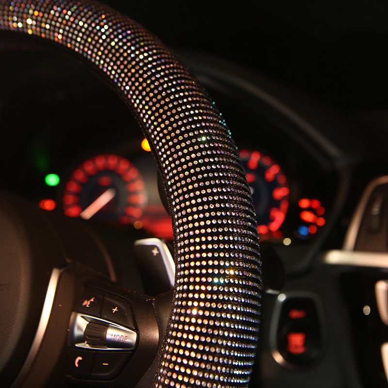Rhinestone Car Supplies Handle Cover Goddess Steering Wheel Cover Diamond-Embedded Women&#039;s Cute Cartoon Amazon Four Seasons Universal