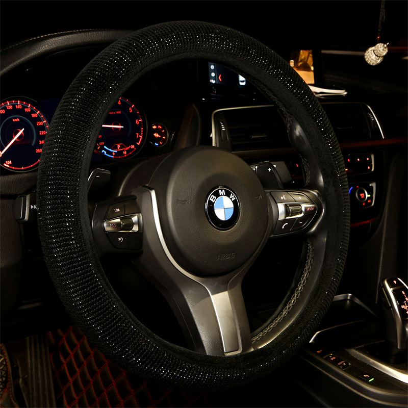 Rhinestone Car Supplies Handle Cover Goddess Steering Wheel Cover Diamond-Embedded Women&#039;s Cute Cartoon Amazon Four Seasons Universal