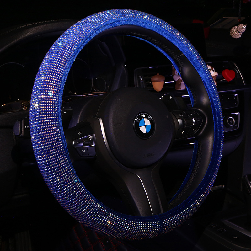 Rhinestone Car Supplies Handle Cover Goddess Steering Wheel Cover Diamond-Embedded Women&#039;s Cute Cartoon Amazon Four Seasons Universal