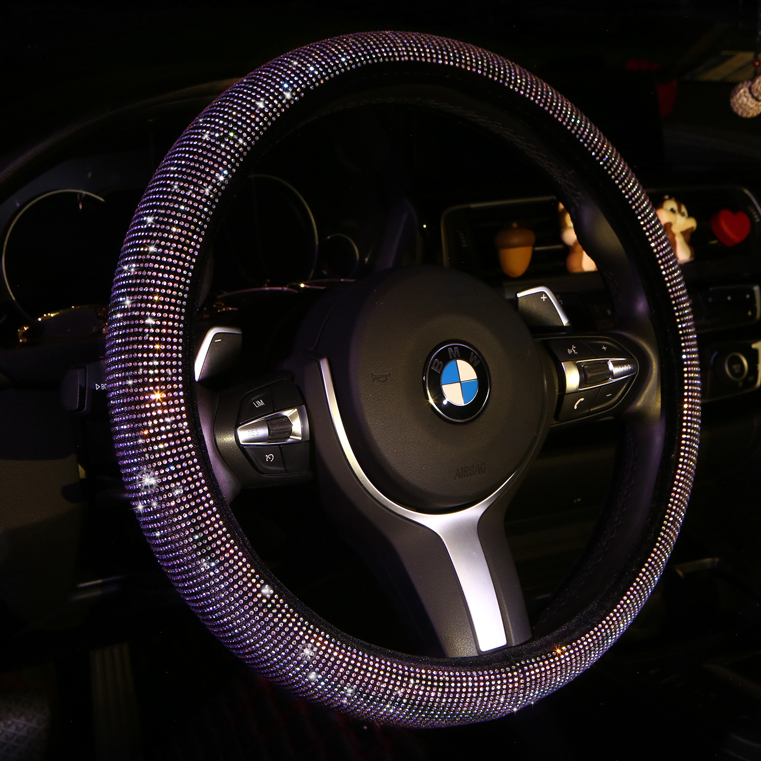 Rhinestone Car Supplies Handle Cover Goddess Steering Wheel Cover Diamond-Embedded Women&#039;s Cute Cartoon Amazon Four Seasons Universal