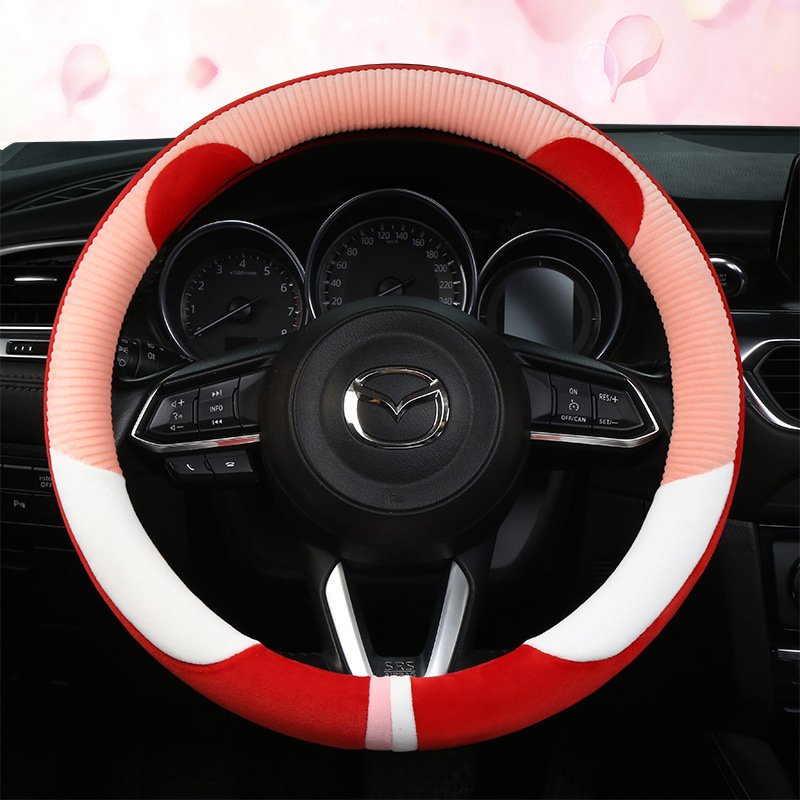 Car Steering Wheel Cover Cartoon Bear Car Handle Cover Autumn and Winter Plush Car Warm Non-Slip Steering Wheel Cover