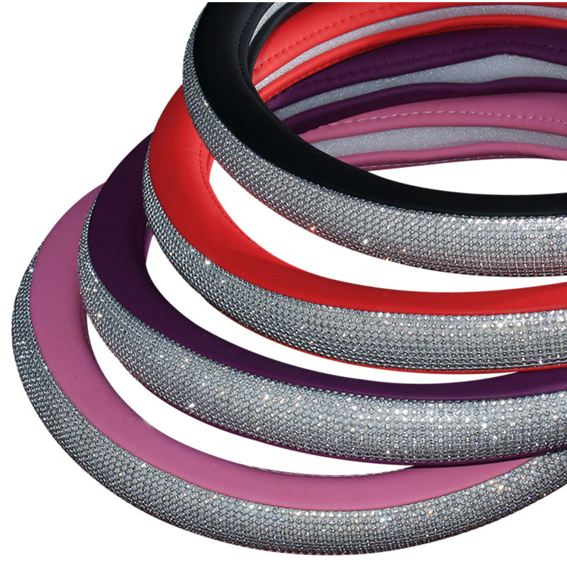 Steering Wheel Cover Car Steering Wheel Cover Car Fashion Lady Car Interior Decoration Rhinestone Steering Wheel Set